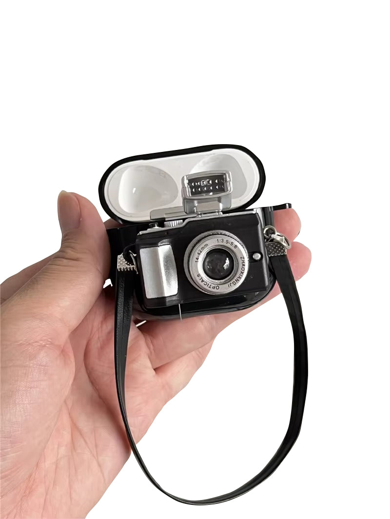 Creative Camera Earphone Case with Strap for AirPods 1, 2, 3, 4, Pro, Pro 2 – Soft Silicone Protective Cover for Wireless Charging Headphones, Fun Design
