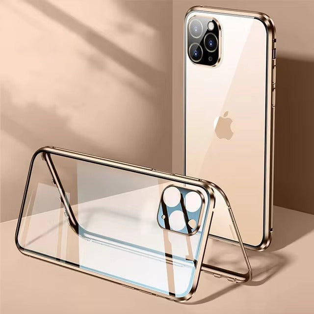 Premium Apple iPhone Case MagSafe Compatible, Camera Lens & Screen Protection Cover with Double Glass Snap Lock