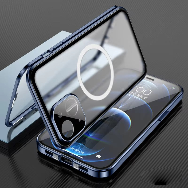 Premium Apple iPhone Case MagSafe Compatible, Magnetic Full All Around Protection Cover with 360 Metal Glass Alloy Shield