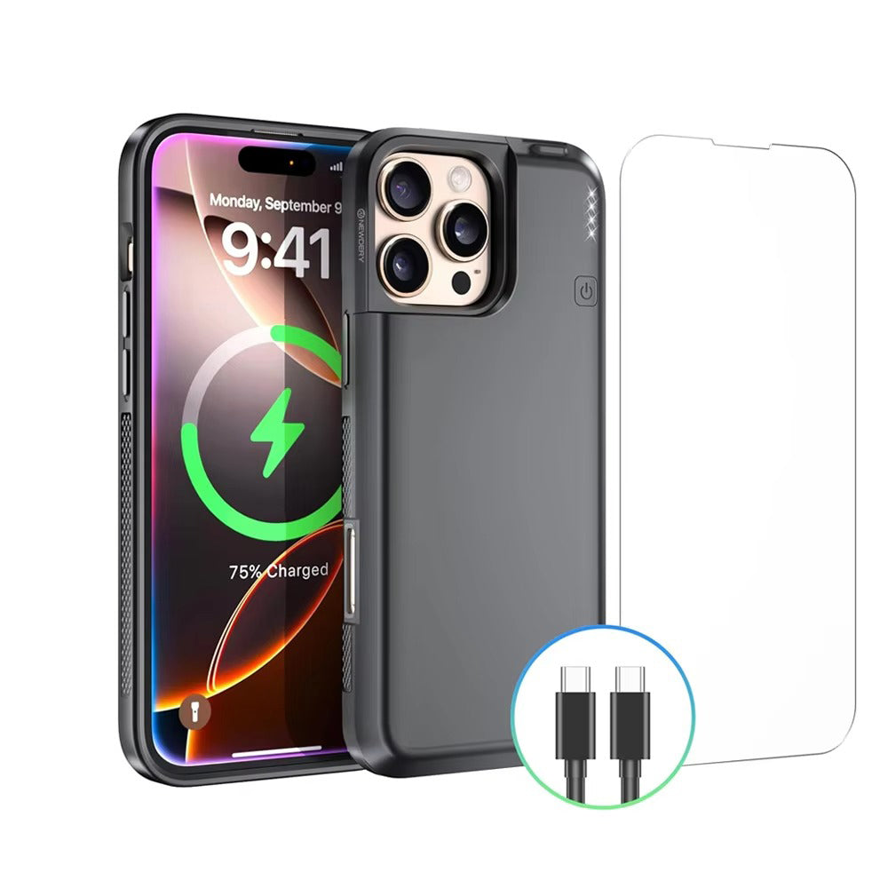 High Quality Apple iPhone Case MagSafe Compatible, Camera Lens & Screen Protection, Ultra Thin Shockproof Magnetic Full All Around Protection Cover with 8000mAh Battery Pack