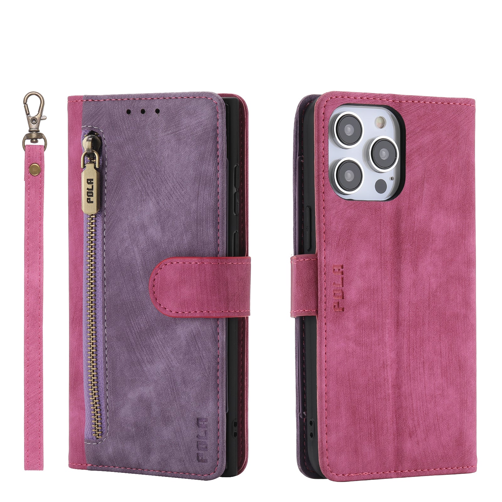 RFID Blocking Leather Wallet iPhone Case – Zipper Flip Cover, Card Slot Holder, Magnetic Stand, Shockproof Protection, Premium Design for iPhone