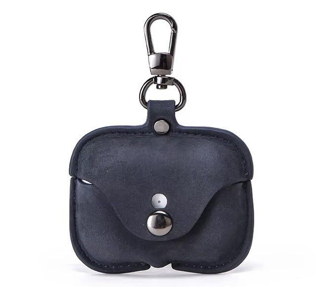 Luxury Genuine Leather Case for AirPods Pro, 2, 1 – Wireless Earphone Protective Cover, Elegant Funda with Keychain Hook, Shockproof and Stylish Design