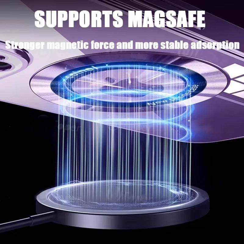 Luxury Apple iPhone Case, MagSafe Compatible, Camera Lens & Screen Protection, Ultra Thin, Shockproof, Magnetic Full All Around Cover – Clear Plating TPU Case with Wireless Charging & Lens Film Protection