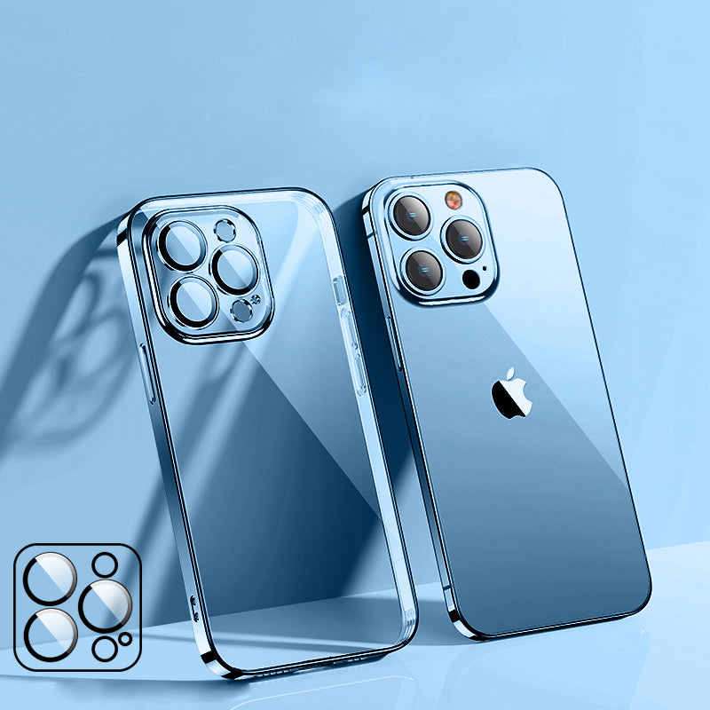 High-Quality Plating Transparent iPhone Case - Soft Silicone Shockproof Cover with Lens Protector Case for iPhone