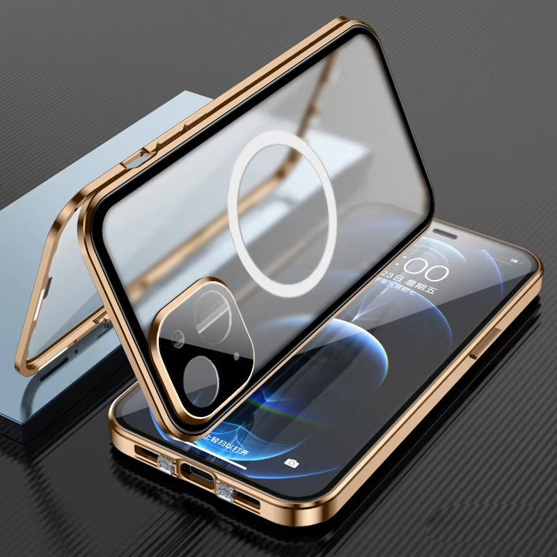 Premium Apple iPhone Case MagSafe Compatible, Magnetic Full All Around Protection Cover with 360 Metal Glass Alloy Shield