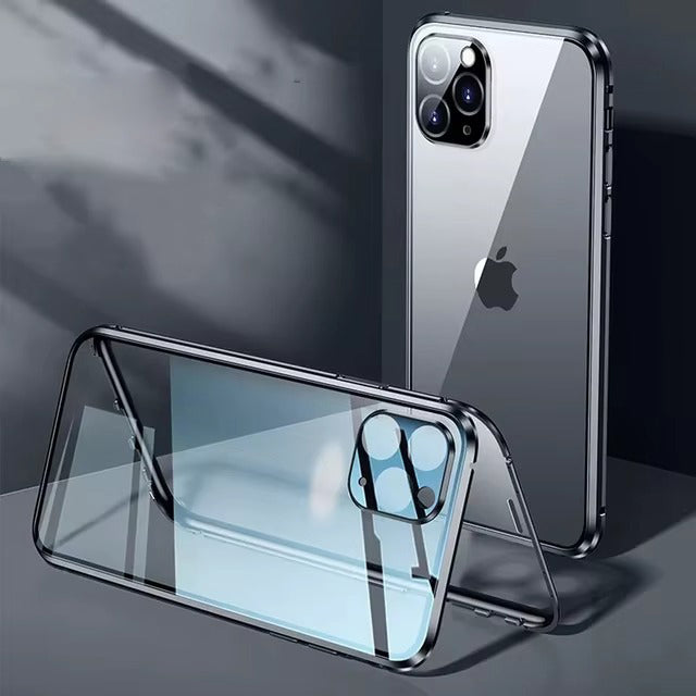 Premium Apple iPhone Case MagSafe Compatible, Camera Lens & Screen Protection Cover with Double Glass Snap Lock