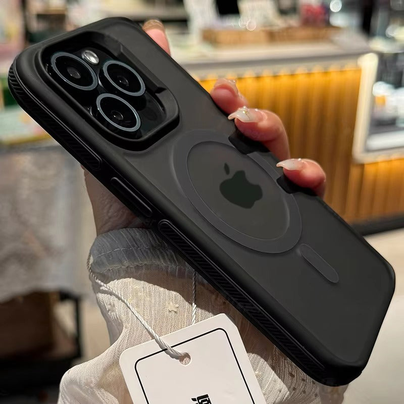 Premium Apple iPhone Case, MagSafe Compatible, Camera Lens & Screen Protection, Ultra Thin, Shockproof, Magnetic Full All Around Cover – Bicolor Matte Frosted Magnetic Case with Translucent Hard Bumper Design