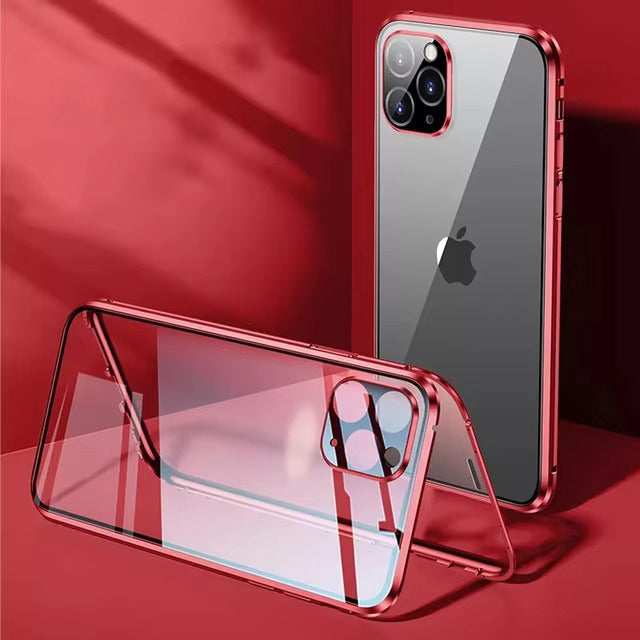 Premium Apple iPhone Case MagSafe Compatible, Camera Lens & Screen Protection Cover with Double Glass Snap Lock