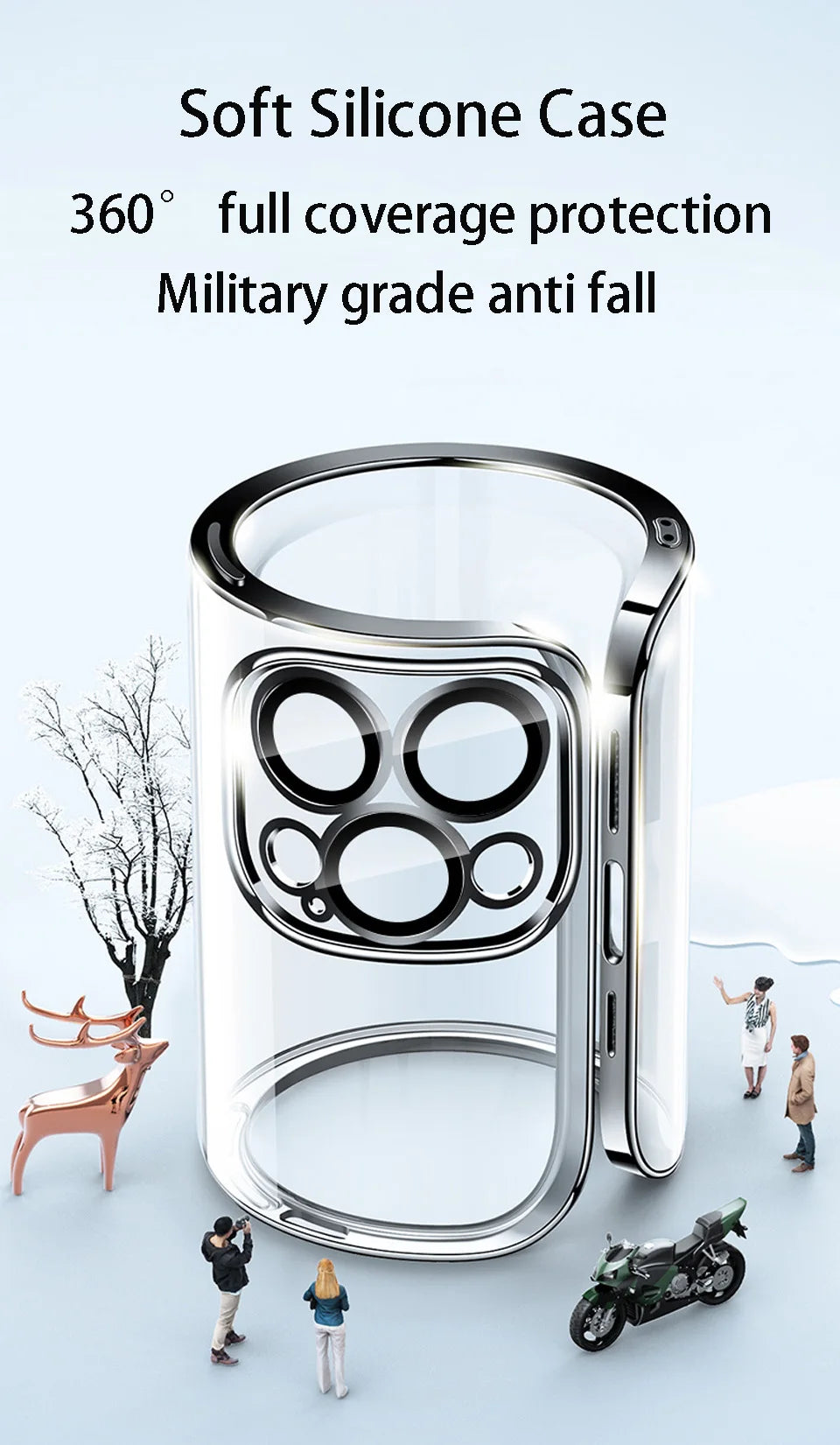 Luxury Plating Transparent Silicone Case – High Quality, Shockproof, Ultra Slim, HD Lens Protection, Durable Soft Cover,