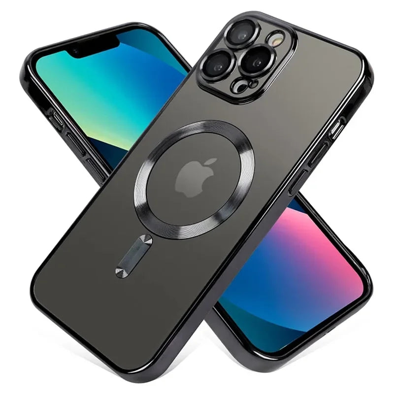 Luxury Magnetic Magsafe Phone Case – Wireless Charging, Transparent Electroplated Shockproof Cover,