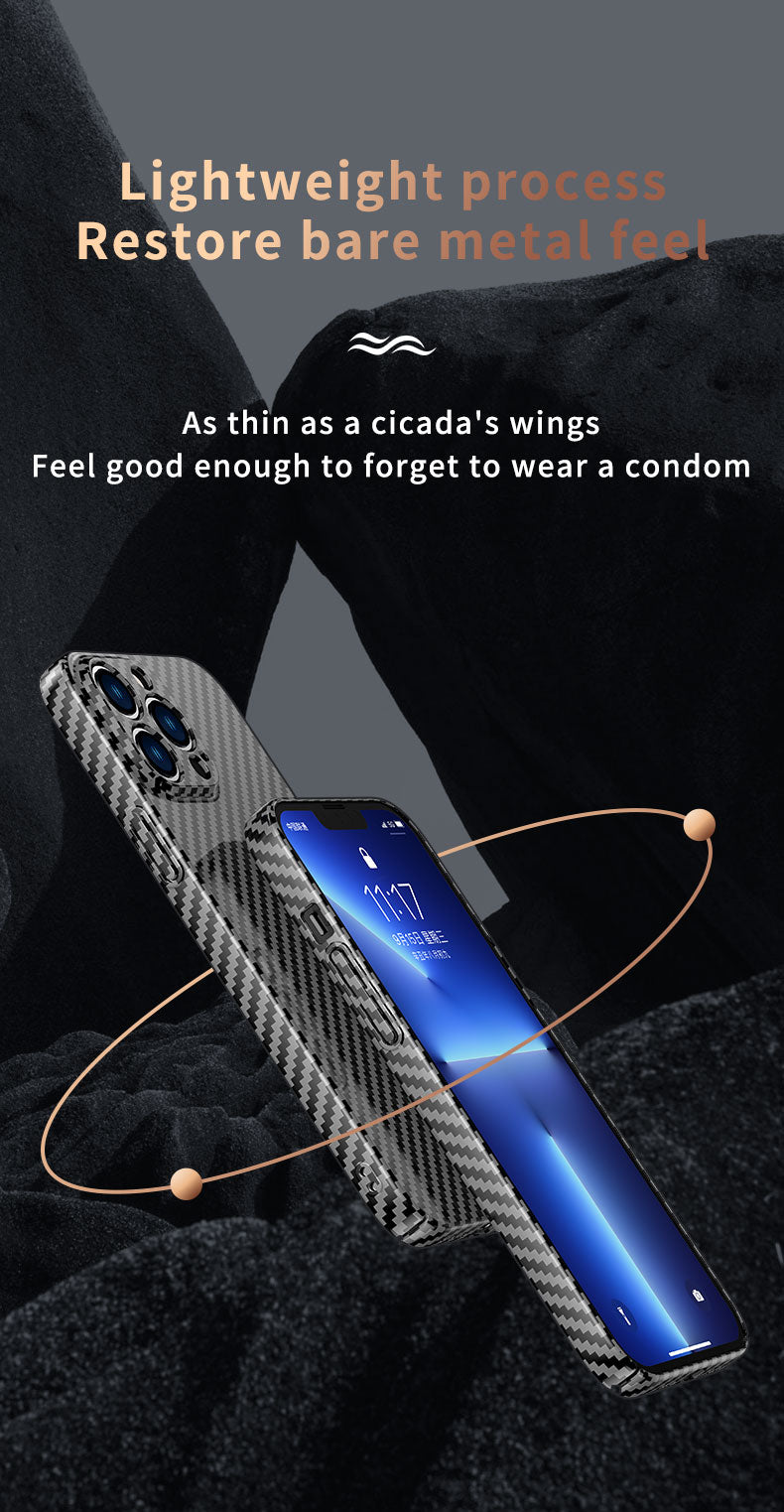 Carbon Fiber Magnetic Slim Protective Cover for iPhone Models, Durable and Stylish Design with MagSafe Compatibility