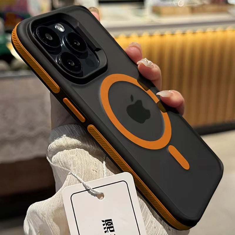 Premium Apple iPhone Case, MagSafe Compatible, Camera Lens & Screen Protection, Ultra Thin, Shockproof, Magnetic Full All Around Cover – Bicolor Matte Frosted Magnetic Case with Translucent Hard Bumper Design