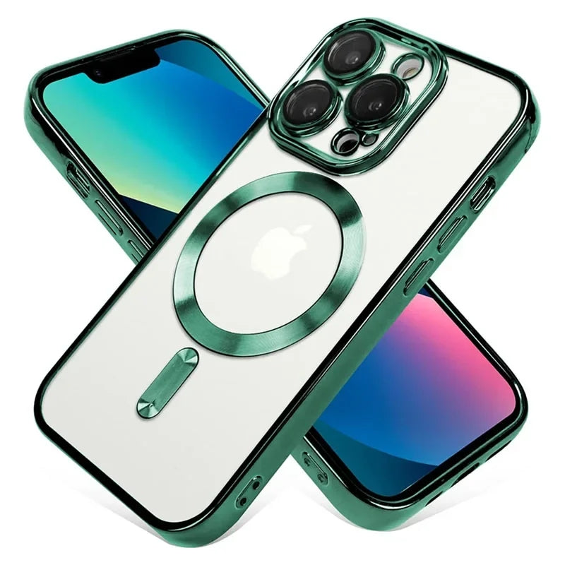 Luxury Magnetic Magsafe Phone Case – Wireless Charging, Transparent Electroplated Shockproof Cover,