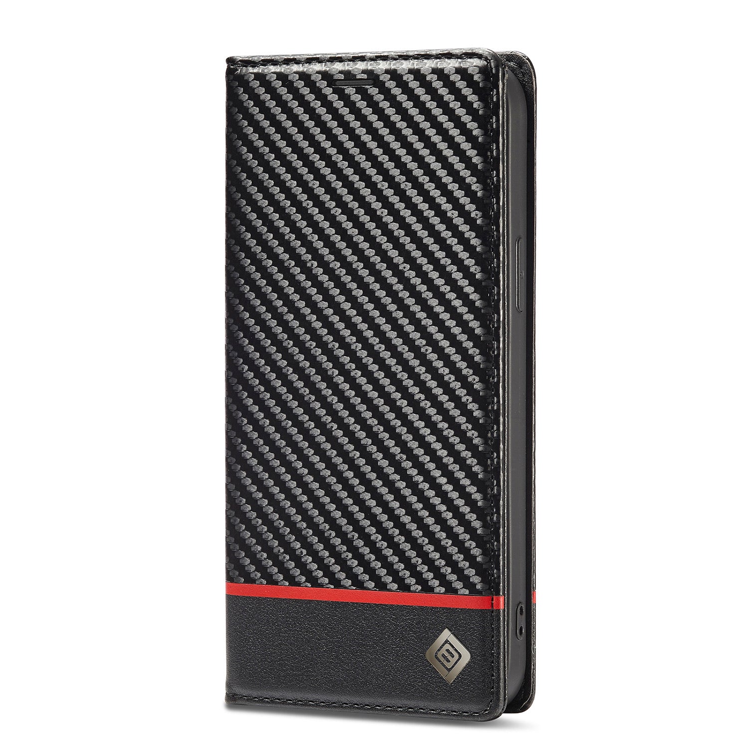 Luxury Carbon Fiber Leather Wallet iPhone Case – Magnetic Flip Cover, Card Holder, Shockproof Protection, Durable for iPhone