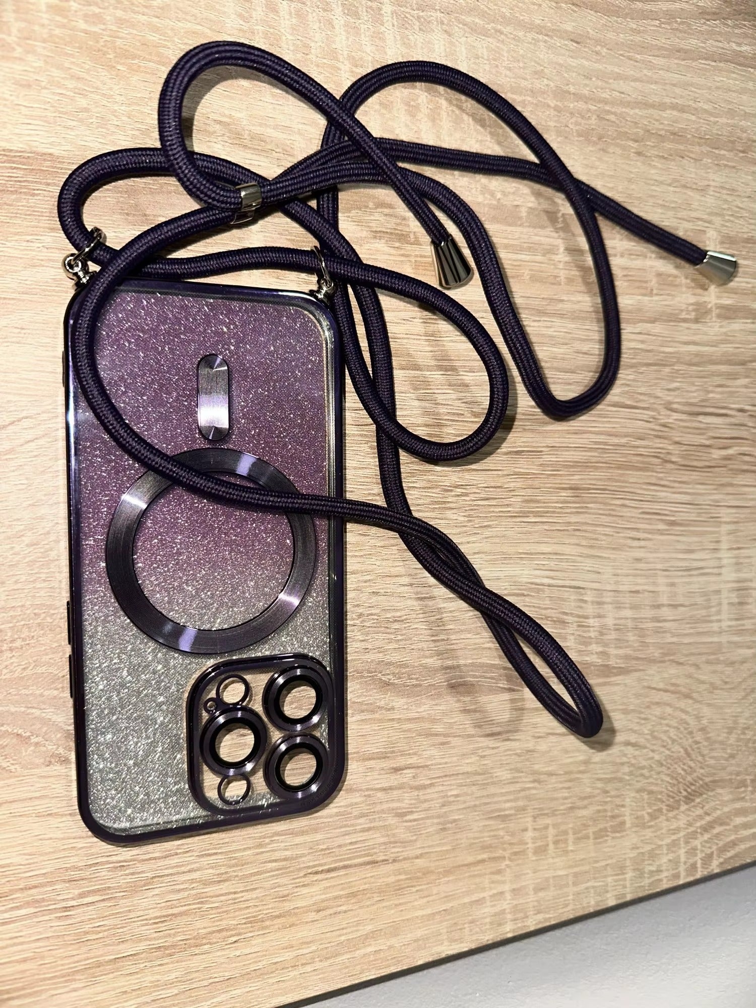 Luxury Apple iPhone Case, MagSafe Compatible, Camera Lens & Screen Protection, Ultra Thin, Shockproof, Magnetic Full All Around Cover – Glitter Crossbody Plating TPU Soft Back Case