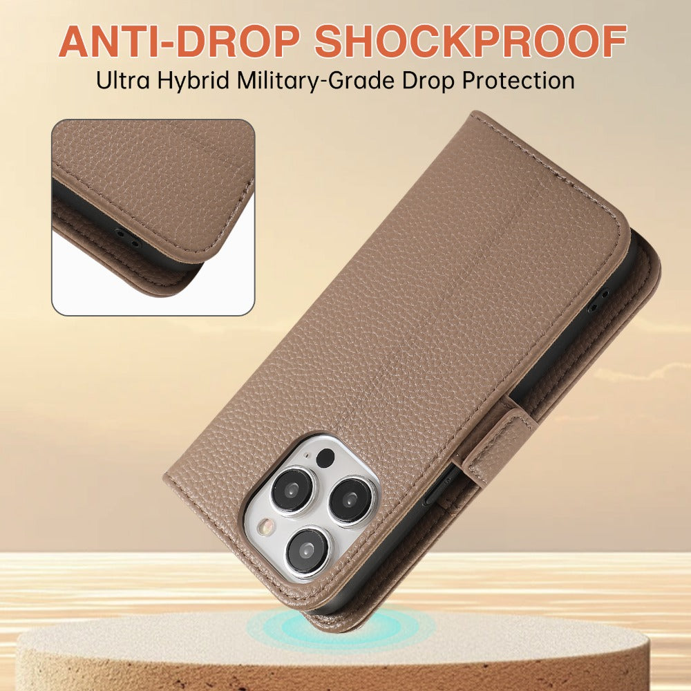 Luxury Crossbody Zipper Wallet iPhone Case – Leather Card Holder, Hands-Free Strap, Shockproof Protection, and Stylish Design for Ultimate Convenience