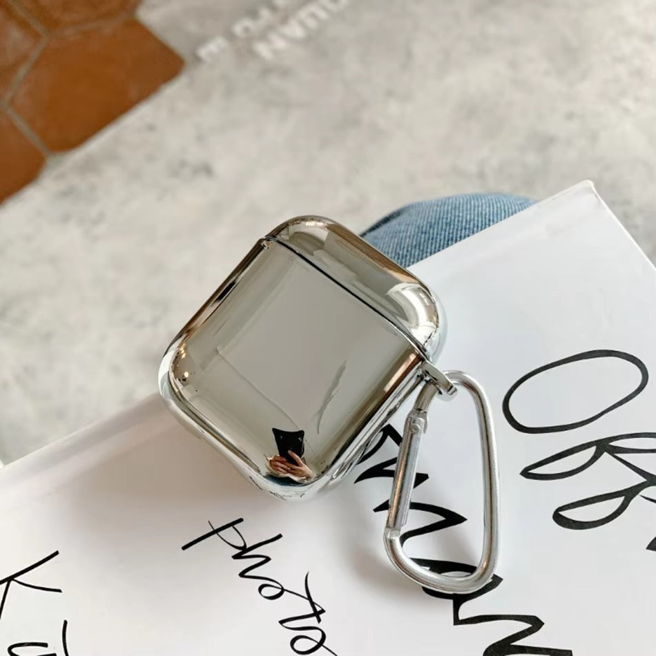 Luxury Electroplated Metal Case for AirPods 1, 2, 3, Pro – Silver Protective Cover with Keychain, Shockproof Earphone Shell for Wireless Charging Case