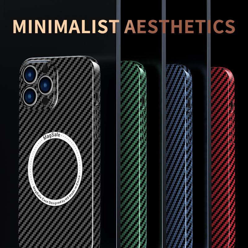 Carbon Fiber Magnetic Slim Protective Cover for iPhone Models, Durable and Stylish Design with MagSafe Compatibility
