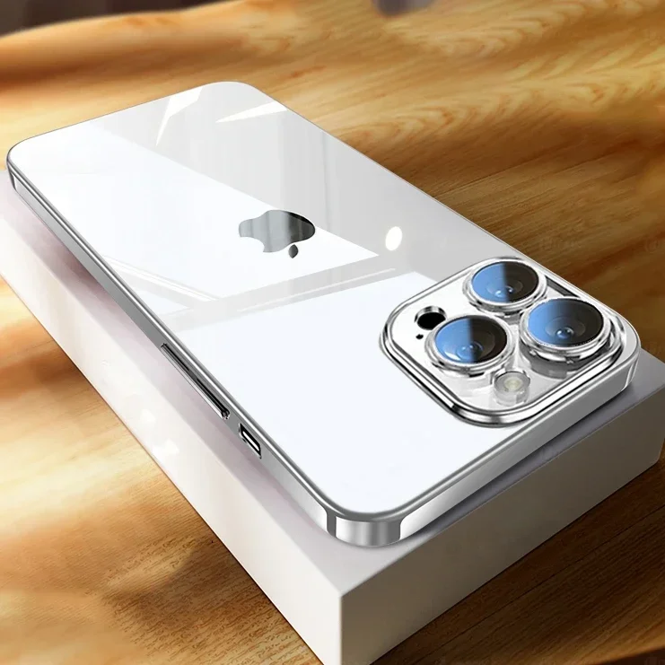 Luxury Clear Shockproof iPhone Case - Ultra-Thin, MagSafe Compatible, Camera Lens Protection, Transparent Hard PC Cover,