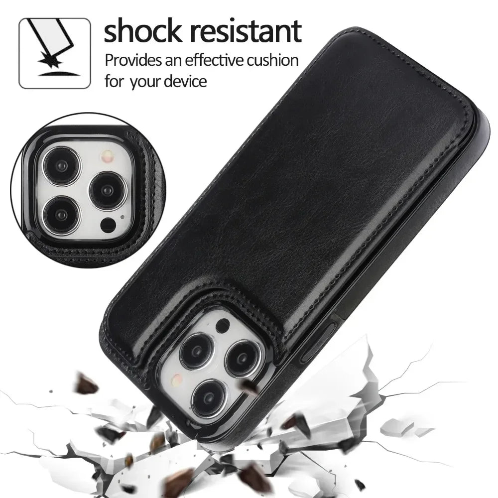 Luxury Wallet Flip iPhone Case – Cover with Card Slots, Secure Magnetic Closure, and Full Protection for Ultimate Convenience