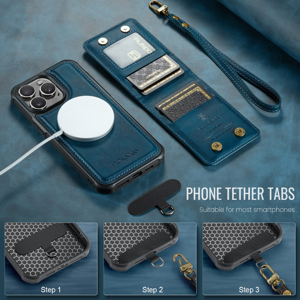 Luxury 2-in-1 Detachable Leather Flip Cover with Card Holder, Wrist Strap and Secure Magnetic Closure for Ultimate Protection