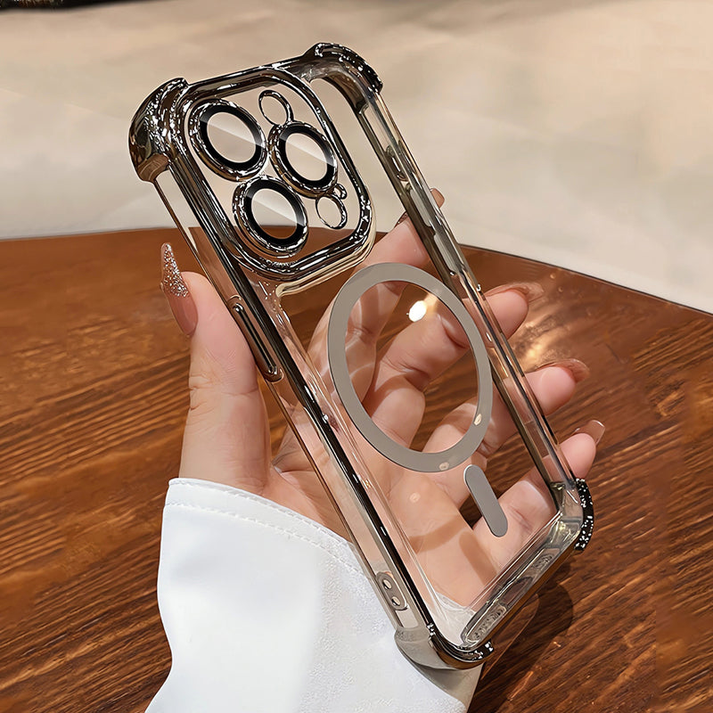 Plating Shockproof MagSafe iPhone Case - Airbag Protection, Magnetic Wireless Charging, Anti-Shock Durable Case for iPhone