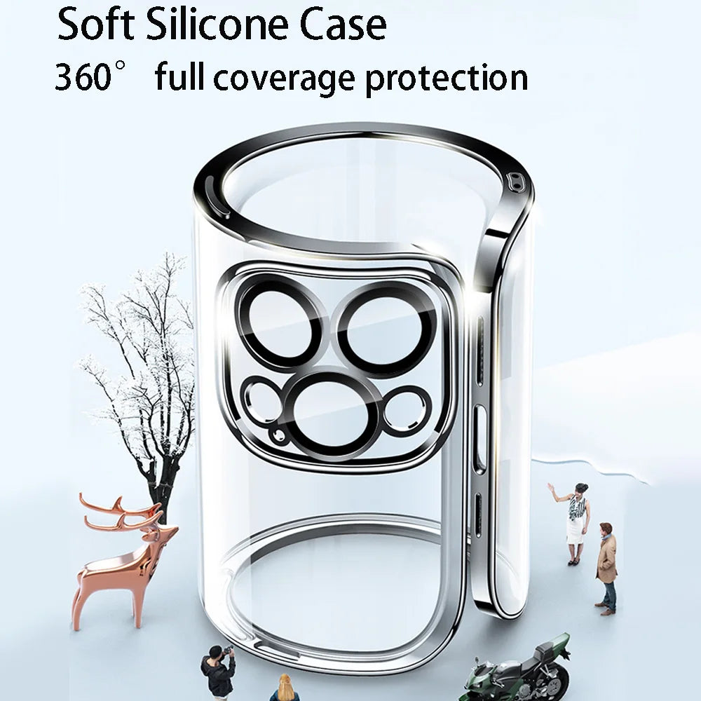 Luxury Plating Transparent Silicone Case – High Quality, Shockproof, Ultra Slim, HD Lens Protection, Durable Soft Cover,