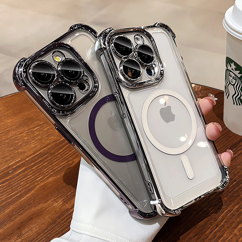 Plating Shockproof MagSafe iPhone Case - Airbag Protection, Magnetic Wireless Charging, Anti-Shock Durable Case for iPhone