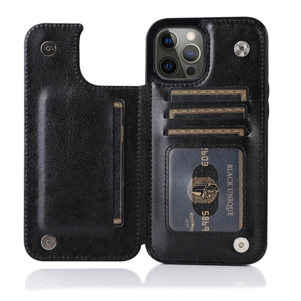 Luxury PU Leather Wallet iPhone Case – Kickstand, Card Holder Slots, Elegant Magnetic Closure for iPhone Models