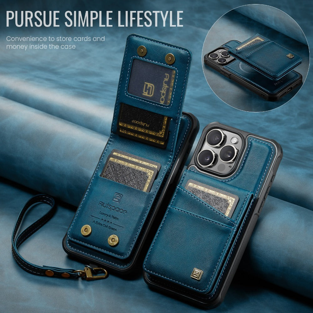 Luxury 2-in-1 Detachable Leather Flip Cover with Card Holder, Wrist Strap and Secure Magnetic Closure for Ultimate Protection