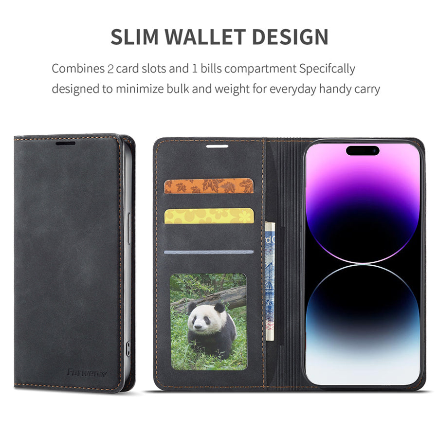 Thin Suede Leather Wallet iPhone Case – Flip Cover with Strong Magnet, Card Holder, and Premium Protection for iPhone Models