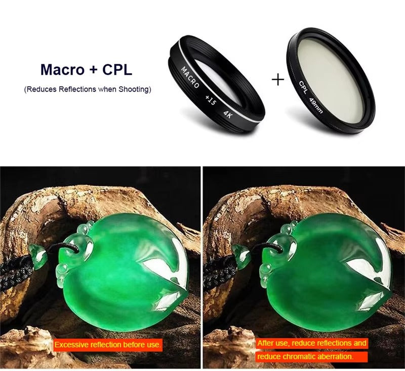 Professional 4K HD Macro Lens for iPhone – 15X/30X Close-Up Phone Camera Lens for Eyelash, Compatible with Apple Devices