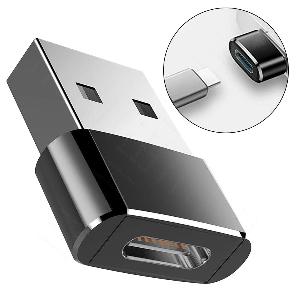 High Quality USB to Type-C Charger Adapter – 2PCS OTG Converter for iPhone, Plug & Play, Data Sync 480Mbps, Aluminum Alloy, Universal Type-C Compatibility