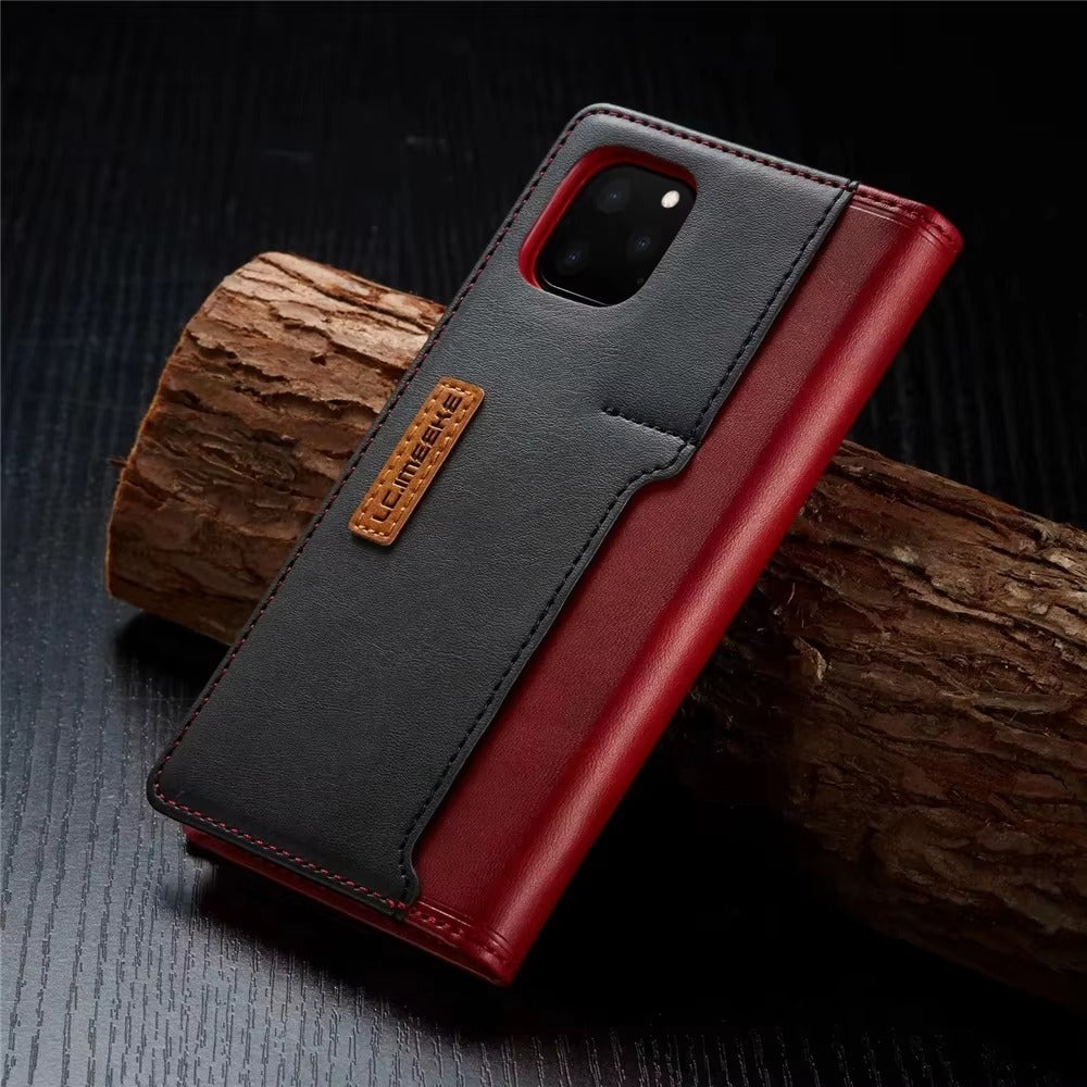 Premium Leather Flip iPhone Case, MagSafe Compatible, Ultra Thin Magnetic Shockproof Cover with Camera and Screen Protection