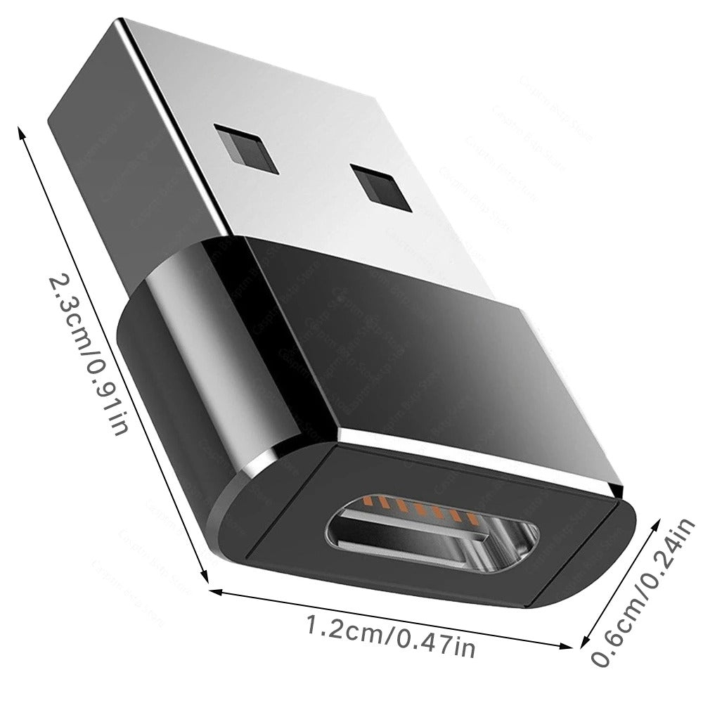 High Quality USB to Type-C Charger Adapter – 2PCS OTG Converter for iPhone, Plug & Play, Data Sync 480Mbps, Aluminum Alloy, Universal Type-C Compatibility