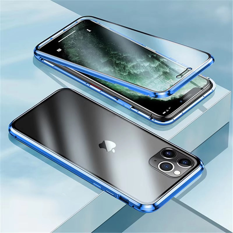 Luxury Apple iPhone Case, MagSafe Compatible, Camera Lens and Screen Protection, Ultra Thin, Shockproof, Magnetic, Full All Around Protection, 360 Glass Magnet Cover