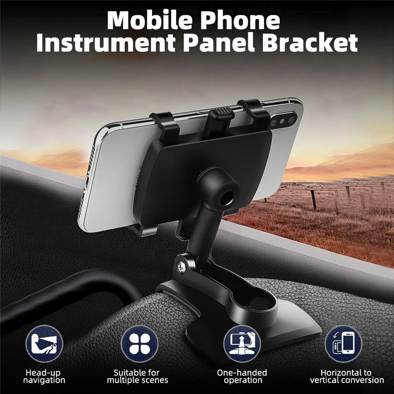 Universal Car Phone Holder Mount – 3-in-1 Clip for Dashboard, Rearview Mirror, Sun Visor | Adjustable 3–7.2" Support, Anti-Slip, 360° Rotation, ABS Build