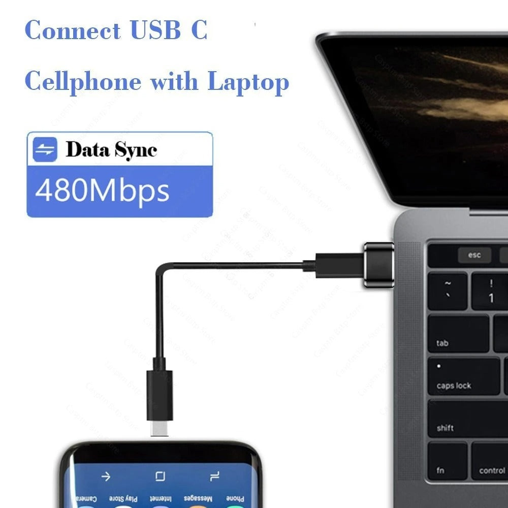 High Quality USB to Type-C Charger Adapter – 2PCS OTG Converter for iPhone, Plug & Play, Data Sync 480Mbps, Aluminum Alloy, Universal Type-C Compatibility