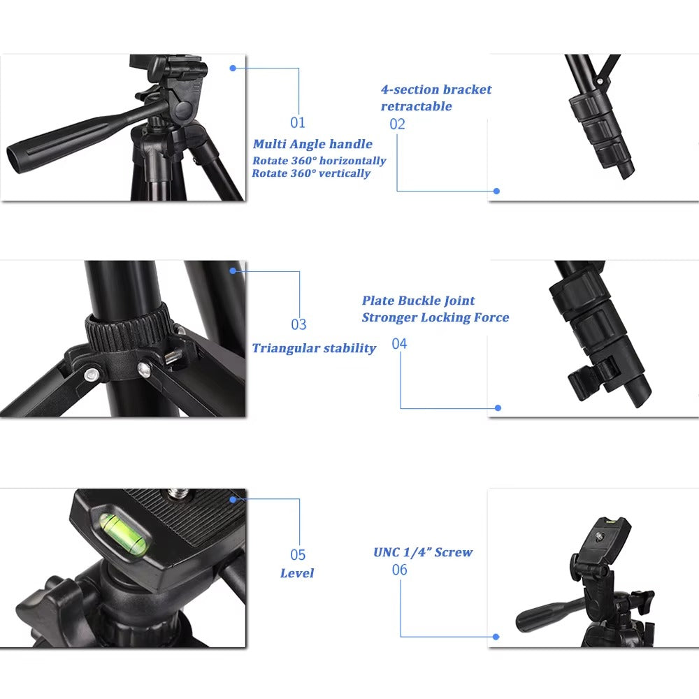 High Quality, 40-Inch, Universal Phone Tripod Lightweight Aluminum, Travel Stand for Photography Compatible with Apple iPhone