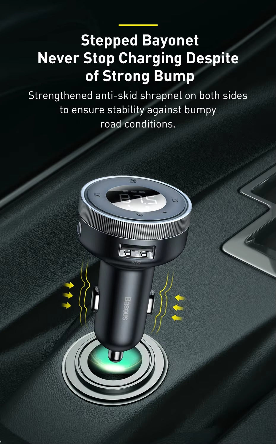 Premium Bluetooth 5.0 FM Transmitter for Car – Wireless Modulator with USB Fast Charger, AUX Port, MP3 Player