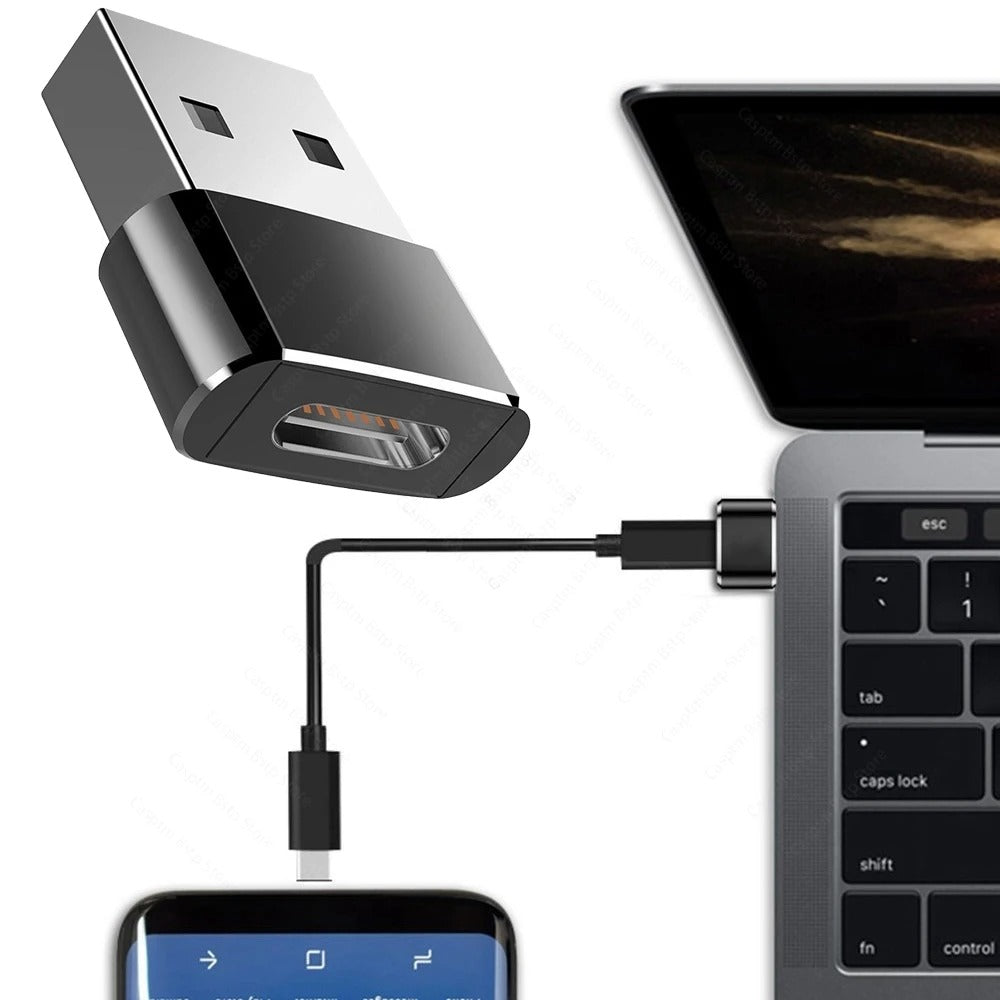 High Quality USB to Type-C Charger Adapter – 2PCS OTG Converter for iPhone, Plug & Play, Data Sync 480Mbps, Aluminum Alloy, Universal Type-C Compatibility