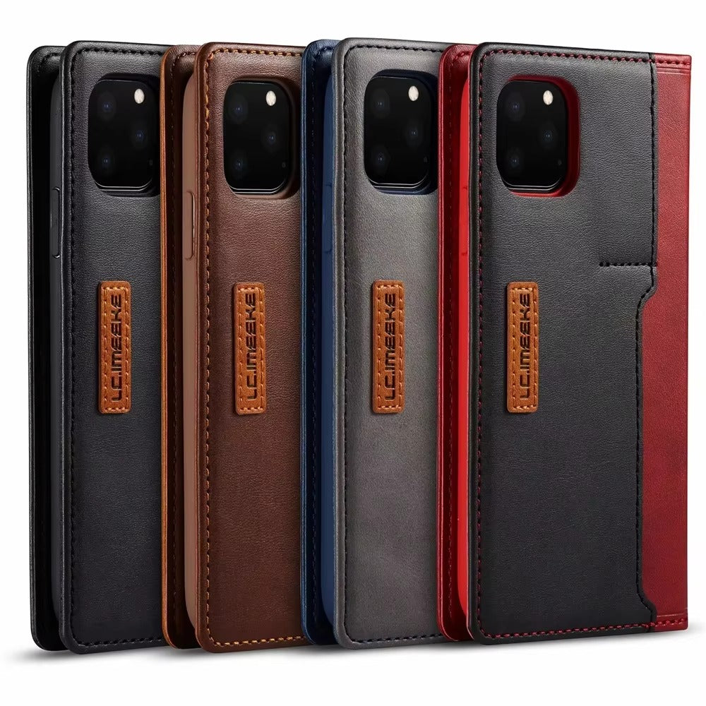 Premium Leather Flip iPhone Case, MagSafe Compatible, Ultra Thin Magnetic Shockproof Cover with Camera and Screen Protection
