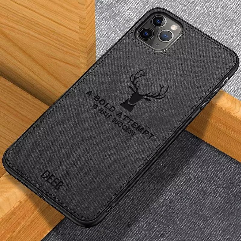 Luxury Textured Canvas iPhone Case with MagSafe Support, Shock-Absorbing Bumper Frame, Leather Feel Grip, Drop Protection