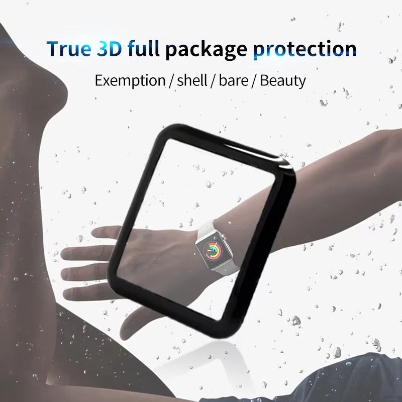 Premium 3D Full Cover Tempered Glass Screen Protector for Apple Watch – Anti-Fingerprint, Shockproof Case Bundle 38mm–49mm
