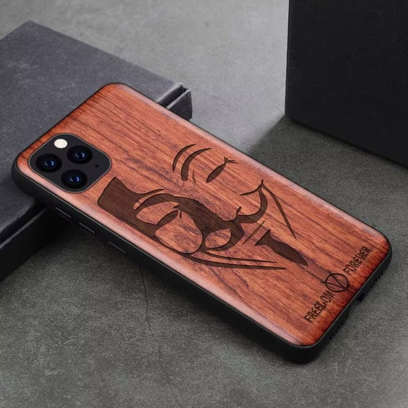 Robust Apple iPhone Case, MagSafe Compatible, Camera Lens and Screen Protection, Ultra Thin, Shockproof, Magnetic, Full All Around Protection, Real Wood TPU Cover