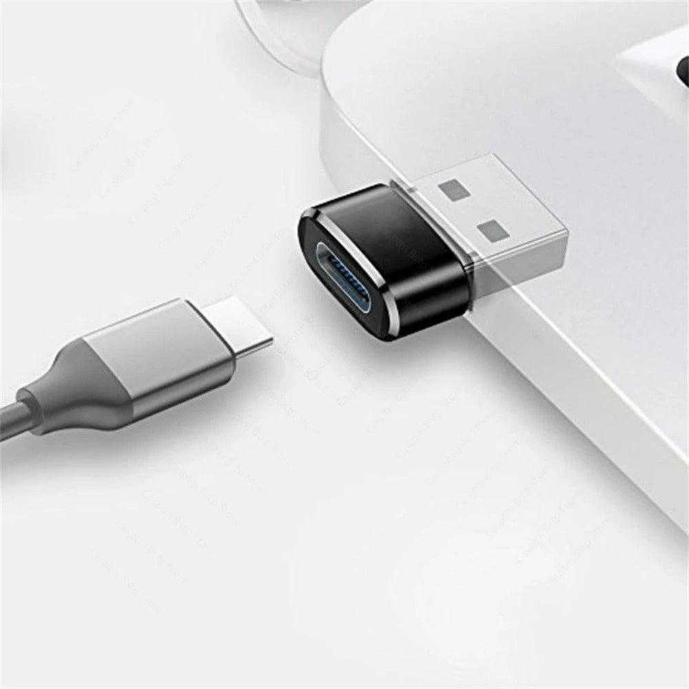 High Quality USB to Type-C Charger Adapter – 2PCS OTG Converter for iPhone, Plug & Play, Data Sync 480Mbps, Aluminum Alloy, Universal Type-C Compatibility
