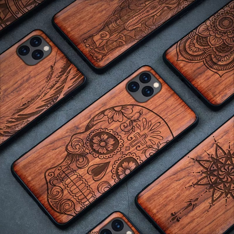 Robust Apple iPhone Case, MagSafe Compatible, Camera Lens and Screen Protection, Ultra Thin, Shockproof, Magnetic, Full All Around Protection, Real Wood TPU Cover