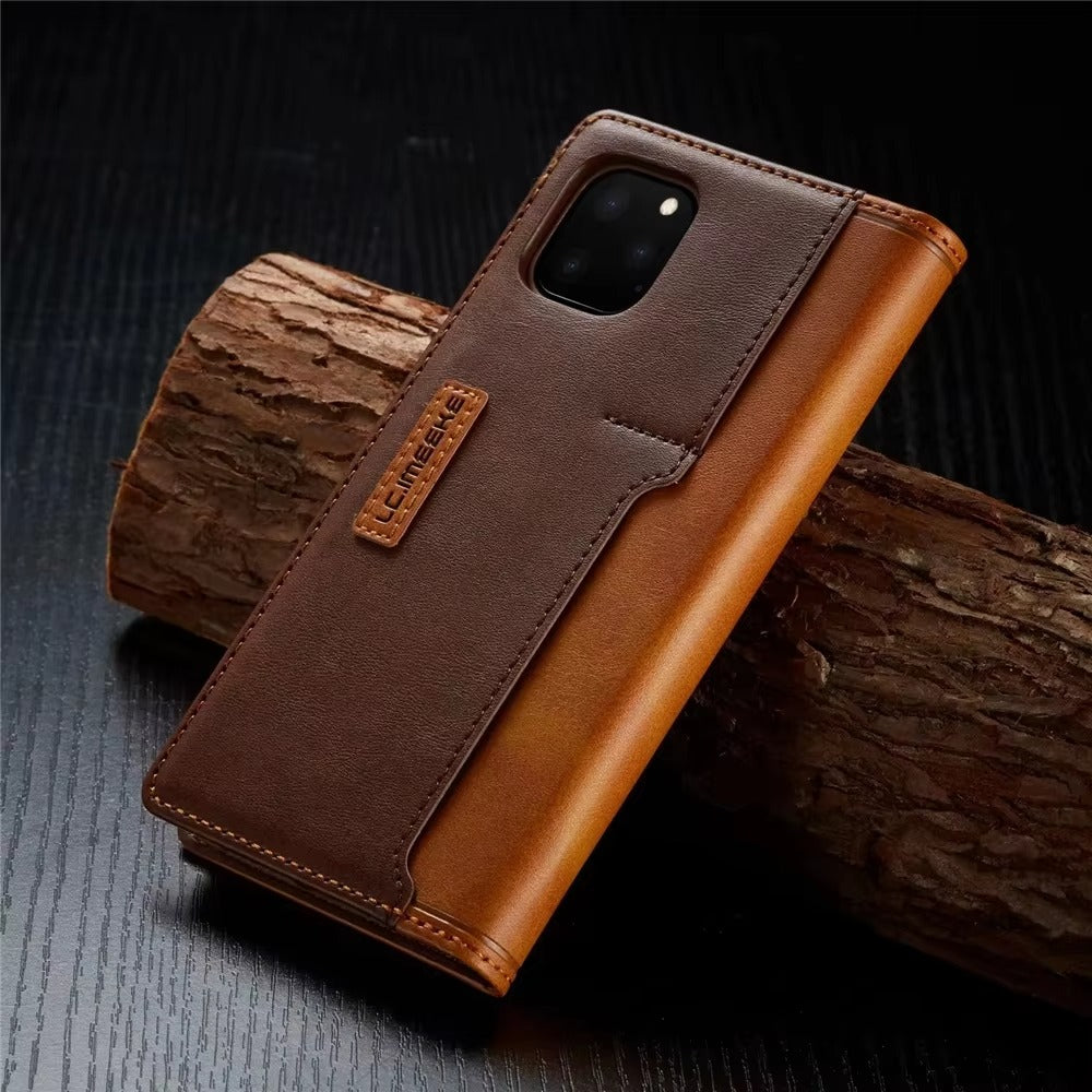 Premium Leather Flip iPhone Case, MagSafe Compatible, Ultra Thin Magnetic Shockproof Cover with Camera and Screen Protection