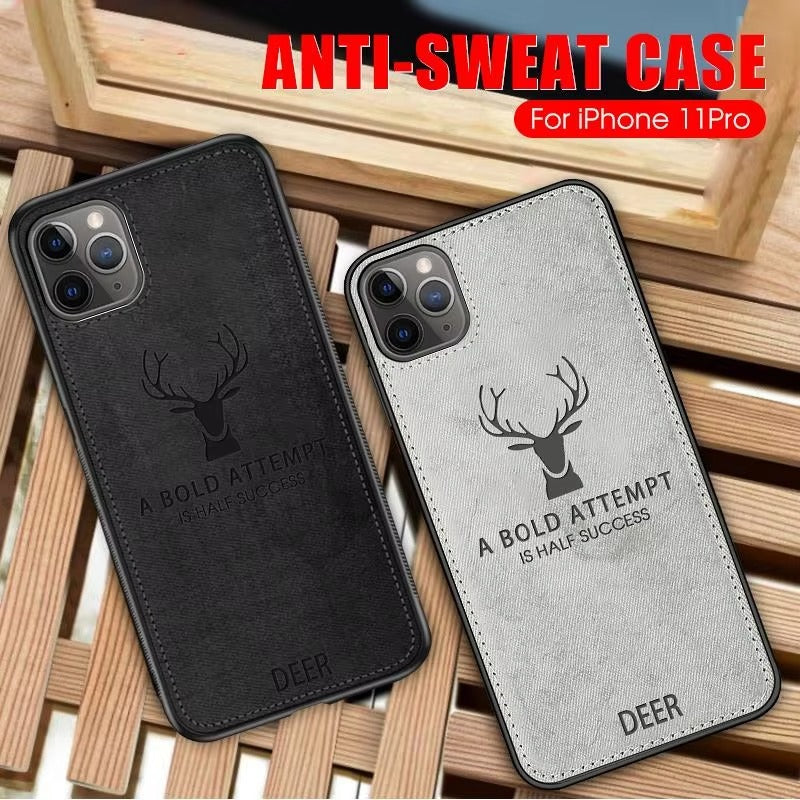 Luxury Textured Canvas iPhone Case with MagSafe Support, Shock-Absorbing Bumper Frame, Leather Feel Grip, Drop Protection