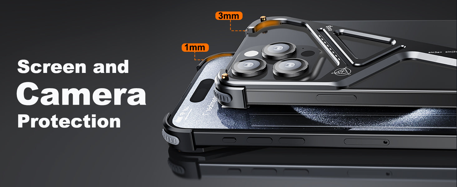 Luxury Geometric Metal iPhone Case – Aluminum Alloy Shockproof Cover with Stand for iPhone Models Stylish and Durable Design